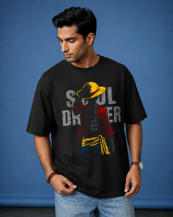 Black_Cotton_Oversized_Luffy_Anime_Graphic_T_Shirt_For_Men