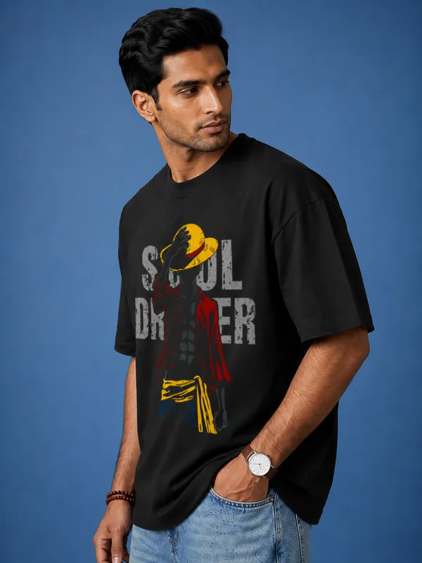 Black_Cotton_Oversized_Luffy_Anime_Graphic_T_Shirt_For_Men