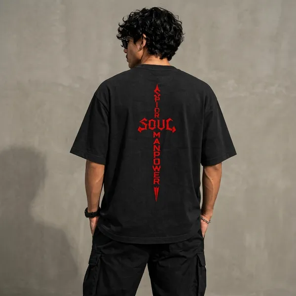 Black_Cotton_Oversized_Spider_Soul_Graphic_T_Shirt_For_Men