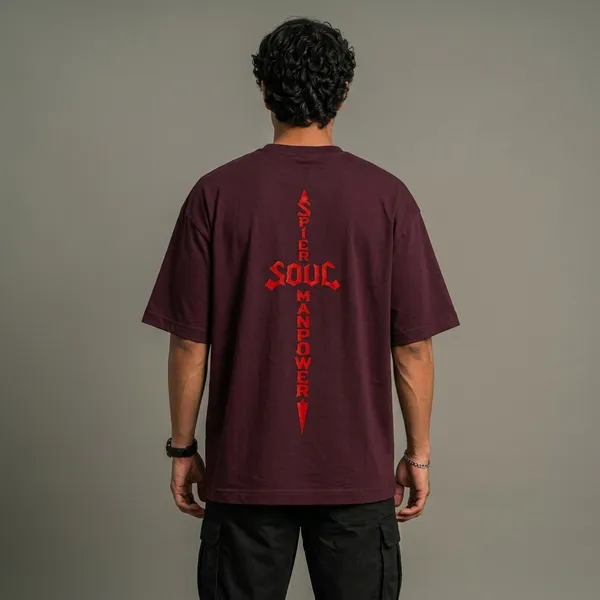 Maroon_Cotton_Oversized_Spider_Soul_Graphic_T_Shirt_For_Men