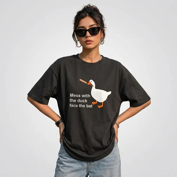 Black_Cotton_Oversized_Funny_Duck_Graphic_T_Shirt_For_Women