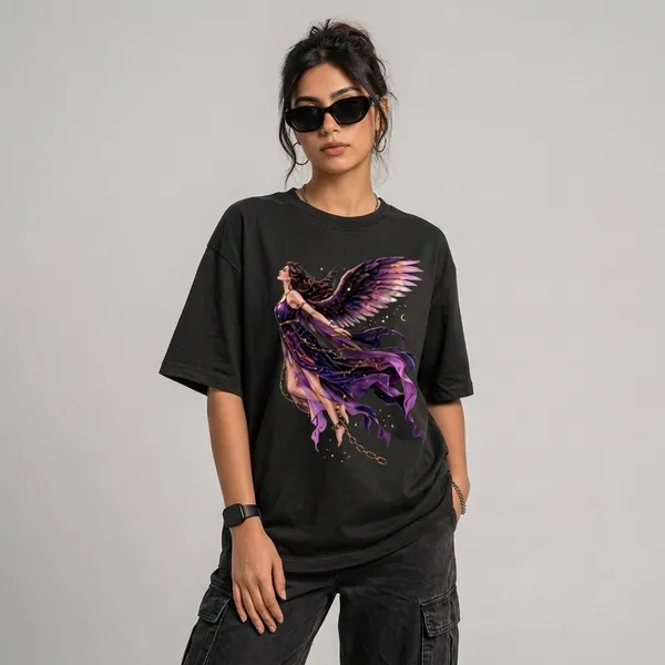 Black_Cotton_Oversized_Angel_Aesthetic_Graphic_T_Shirt_For_Women
