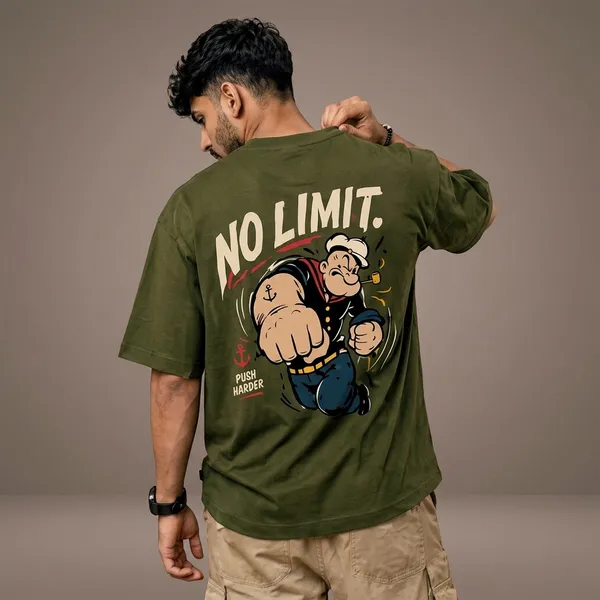 Olive_Green_Cotton_Oversized_No_Limit_Graphic_T_Shirt_For_Men