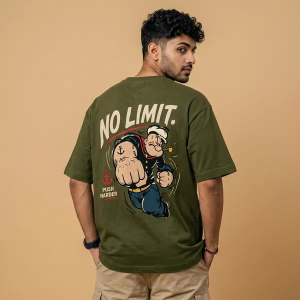 Olive_Green_Cotton_Oversized_No_Limit_Graphic_T_Shirt_For_Men