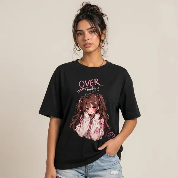Black_Cotton_Oversized_Overthinking_Anime_Graphic_T_Shirt_For_Women