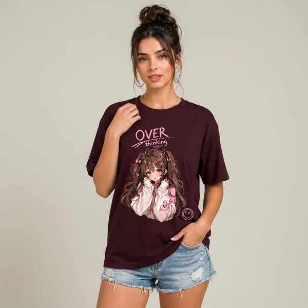 Maroon_Cotton_Oversized_Overthinking_Anime_Graphic_T_Shirt_For_Women