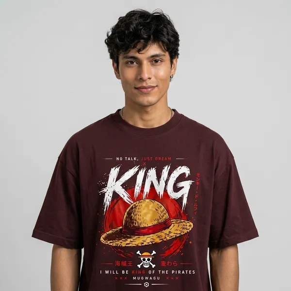 Maroon_Cotton_Oversized_King_Anime_Graphic_T_Shirt_For_Men