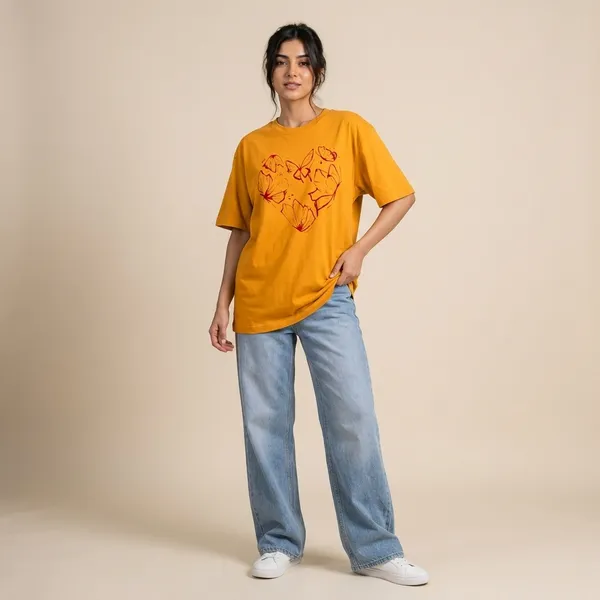 Yellow_Cotton_Oversized_Classic_T_Shirt_For_Women