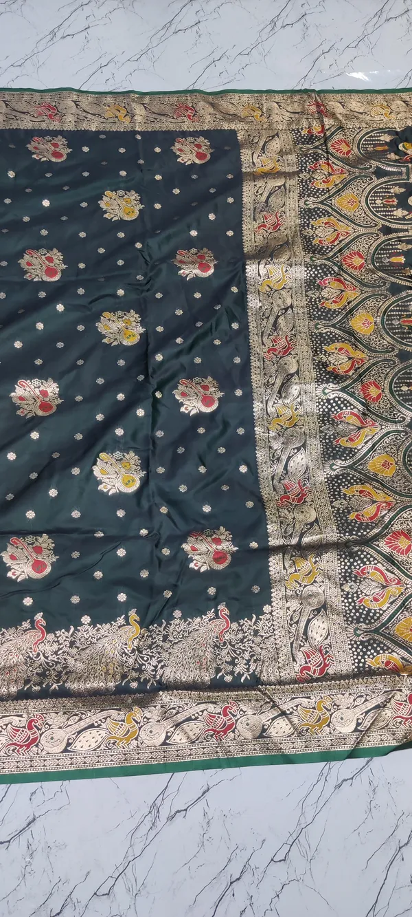 Green_Banarasi_Woven_Border_Saree_For_Women