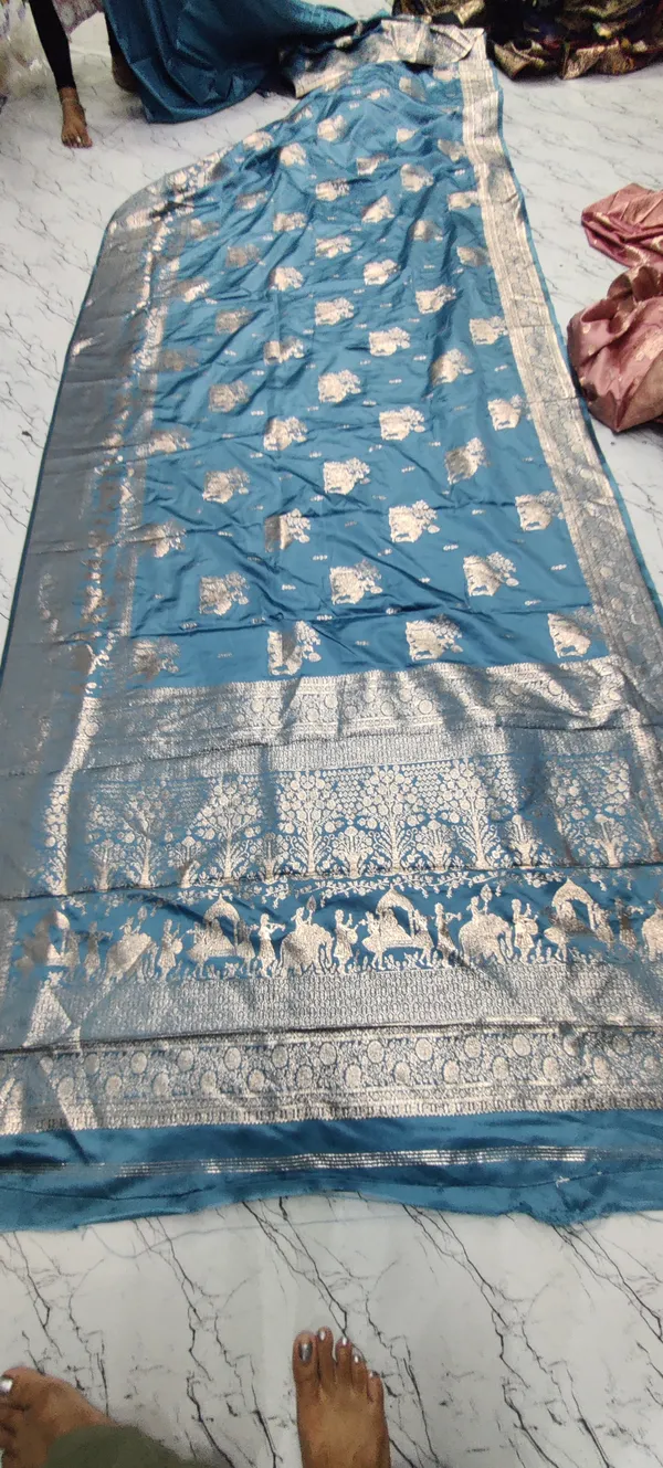 Teal_Silver_Zari_Woven_Banarasi_Saree_For_Women