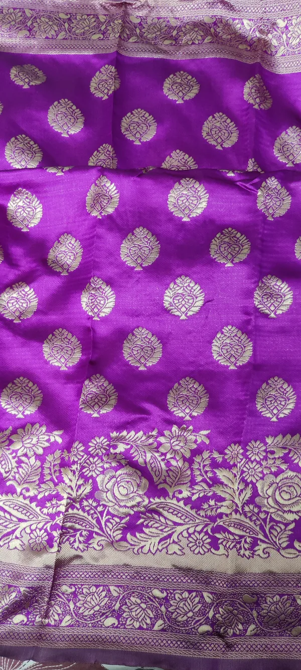 Teal_And_Purple_Satin_Silk_Zari_Work_Banarasi_Saree_For_Women