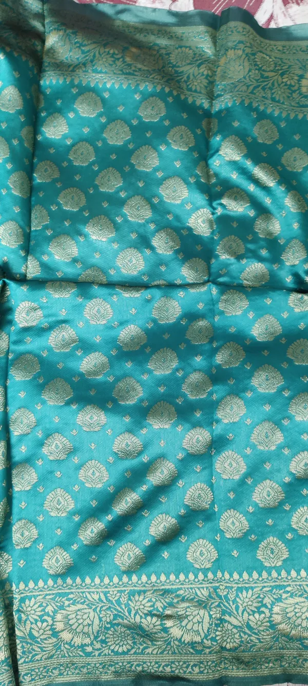 Teal_Satin_Silk_Zari_Work_Banarasi_Saree_With_Blouse_For_Women