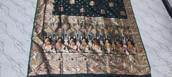 Green_Banarasi_Woven_Border_Saree_For_Women