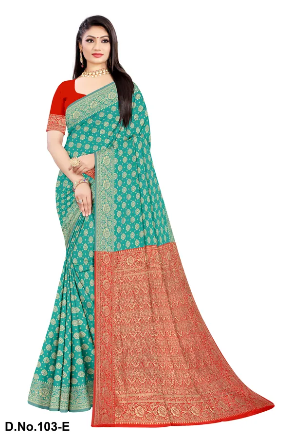 Teal_Satin_Silk_Zari_Work_Banarasi_Saree_With_Blouse_For_Women