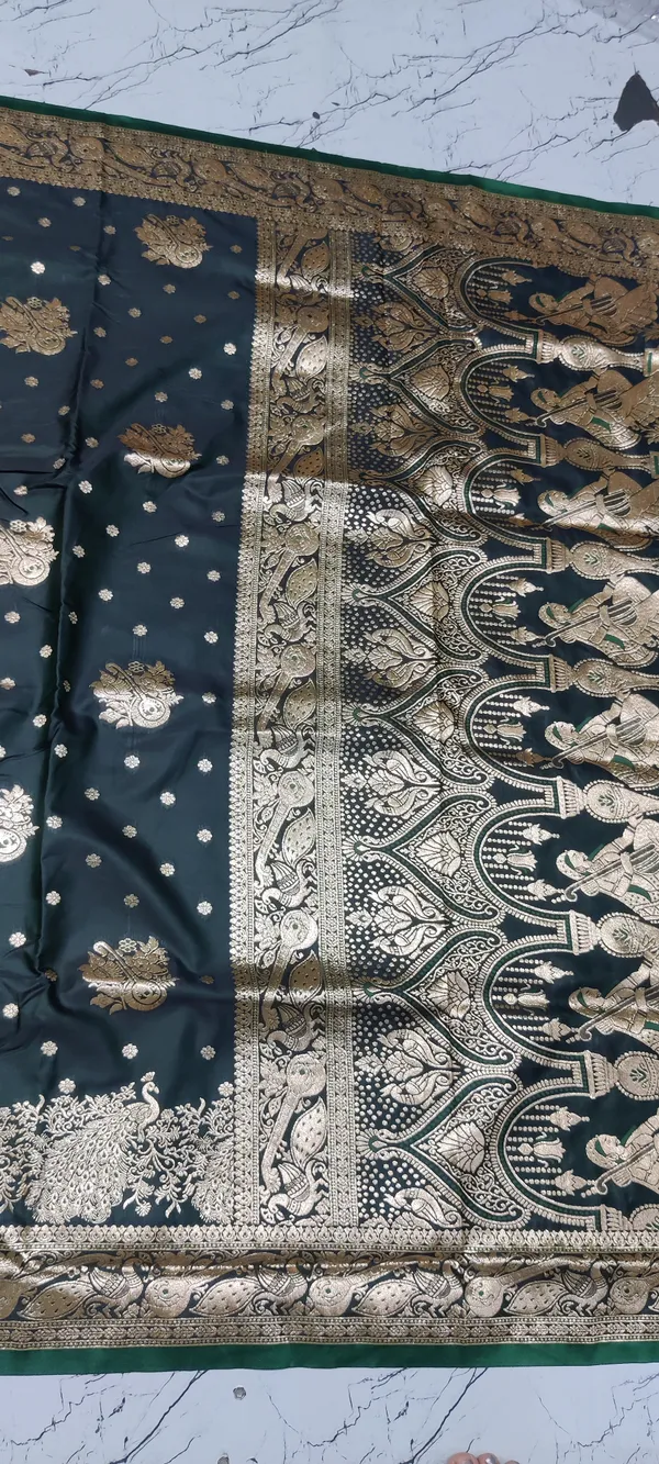 Green_Zari_Woven_Peacock_Border_Banarasi_Saree