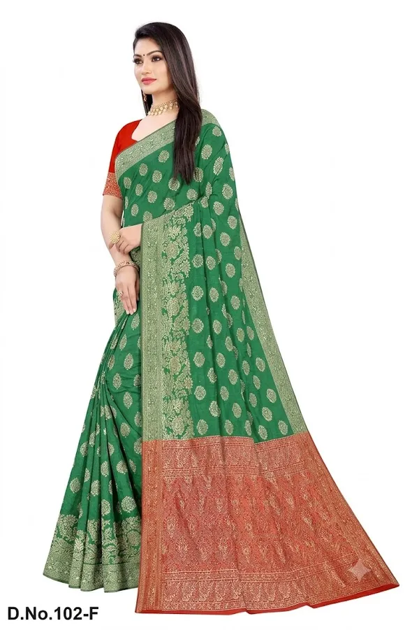 Pink_And_Green_Silk_Zari_Woven_Banarasi_Saree_with_running_blouse_For_Women