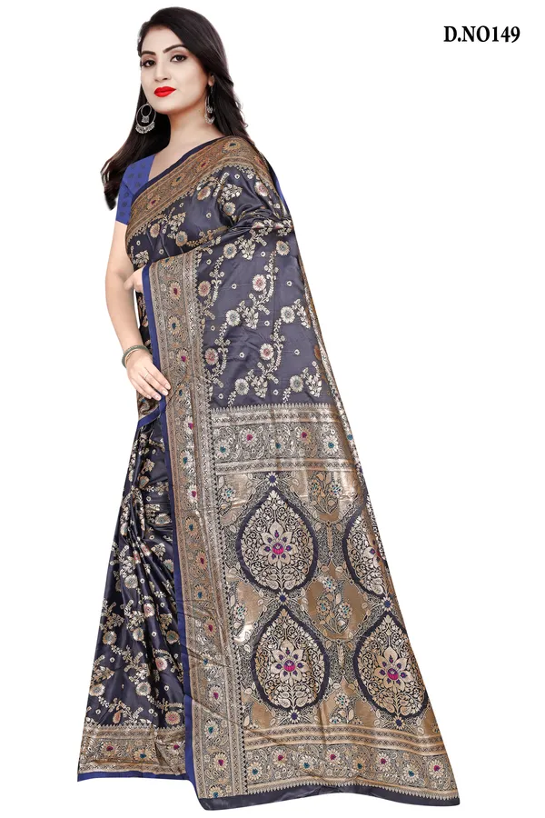 Navy_Blue_Zari_Woven_Banarasi_Saree_For_Women