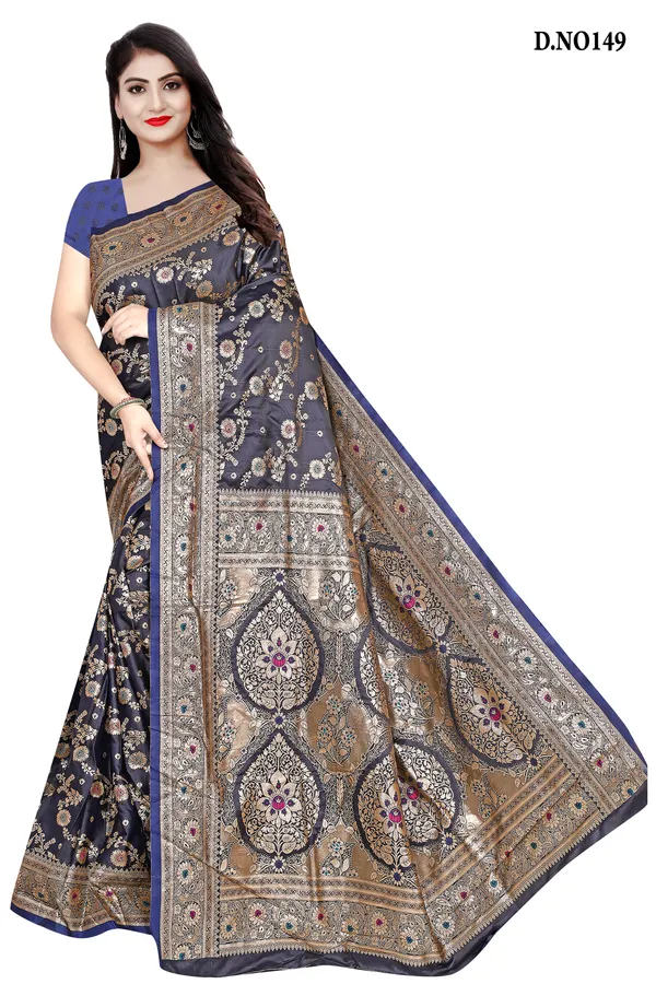 Navy_Blue_Zari_Woven_Banarasi_Saree_For_Women