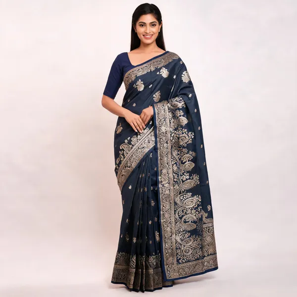 Navy_Blue_Zari_Woven_Banarasi_Saree_For_Women