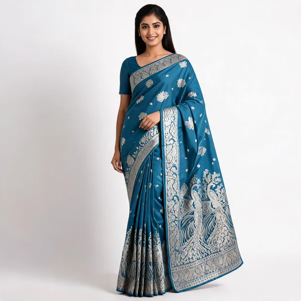 Rama_Satin_Silk_Zari_Woven_Peacock_Motif_Banarasi_Saree_For_Women