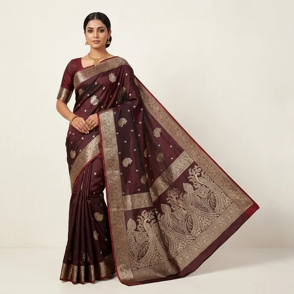 Maroon_Zari_Woven_Banarasi_Saree_For_Women