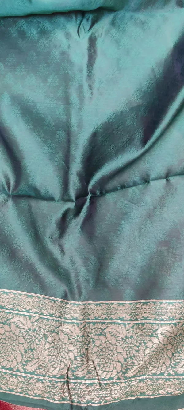 Teal_And_Red_Satin_Silk_Zari_Work_Banarasi_Saree_With_Blouse_For_Women