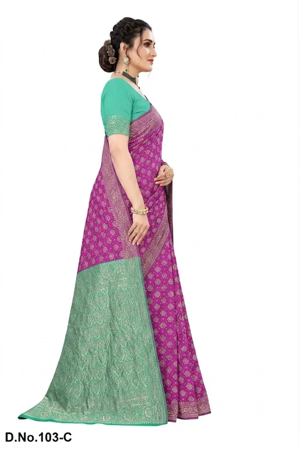 Teal_And_Purple_Satin_Silk_Zari_Woven_Jacquard_Banarasi_Saree_For_Women