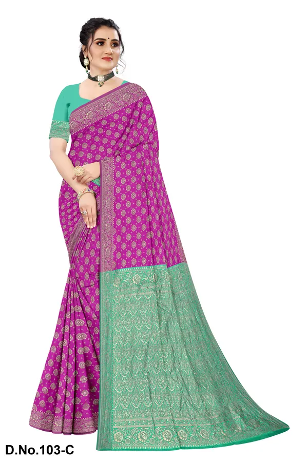 Teal_And_Purple__Silk_Zari_Woven_Jacquard_Banarasi_Saree_with_running_blouse_For_Women