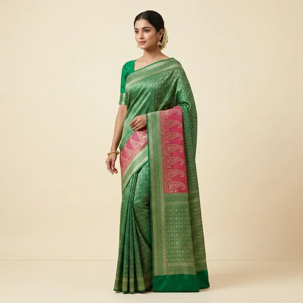 Pink_Satin_Silk_Zari_Woven_Brocade_Banarasi_Saree_With_Blouse_For_Women