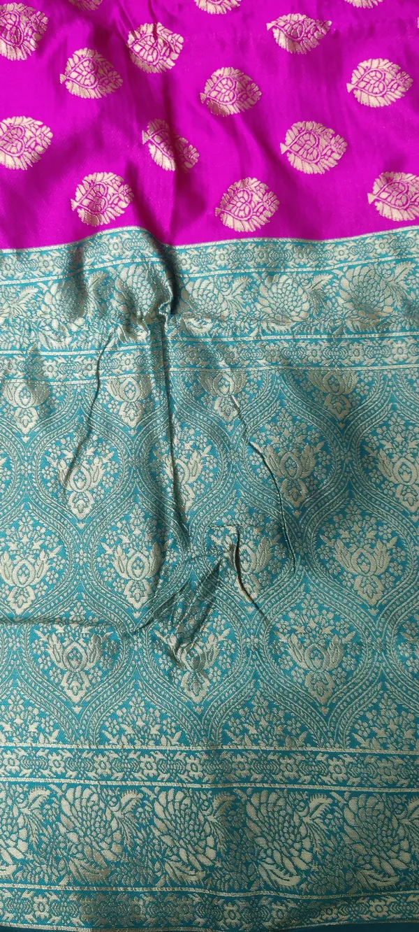 Teal_And_Pink_Satin_Silk_Zari_Woven_Border_Banarasi_Saree_For_Women