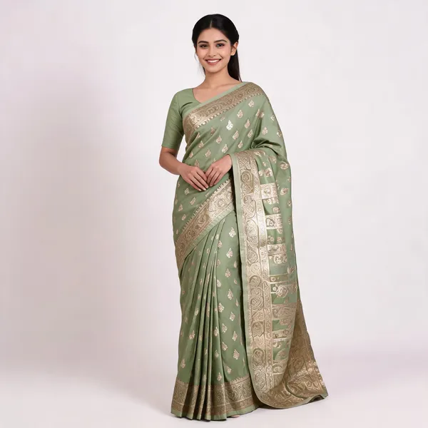 Green_Zari_Woven_Banarasi_Saree_For_Women