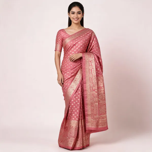 Pink_Zari_Woven_Banarasi_Saree_For_Women