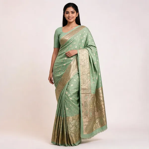 Green_Zari_Woven_Banarasi_Saree_For_Women