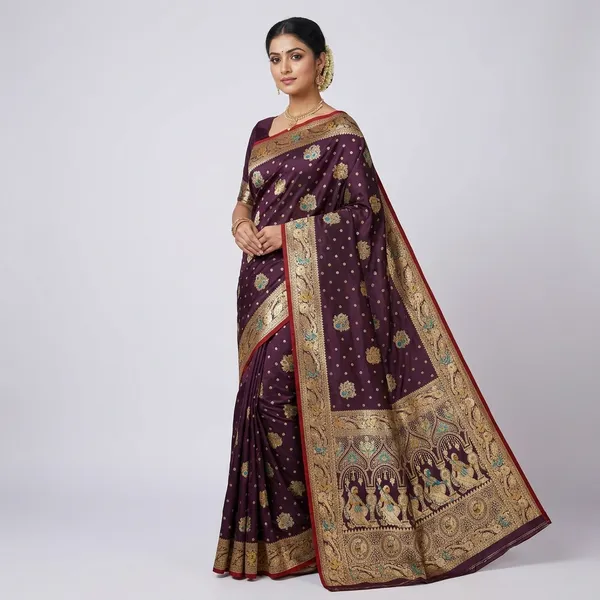Maroon_Zari_Border_Banarasi_Saree_For_Women