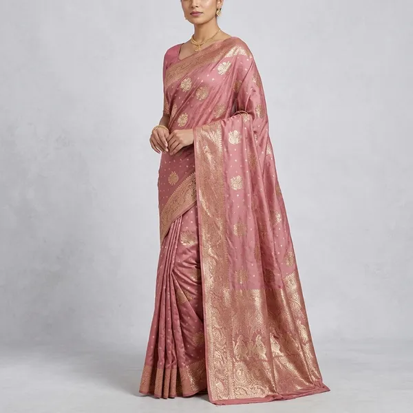 Pink_Zari_Woven_Border_Banarasi_Saree_For_Women