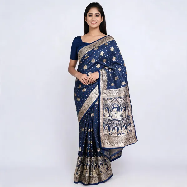 Navy_Blue_Zari_Woven_Banarasi_Saree_For_Women