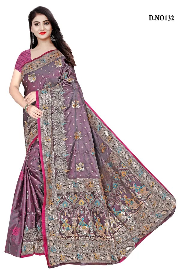 Wine_Gold_Zari_Woven_Banarasi_Saree_For_Women