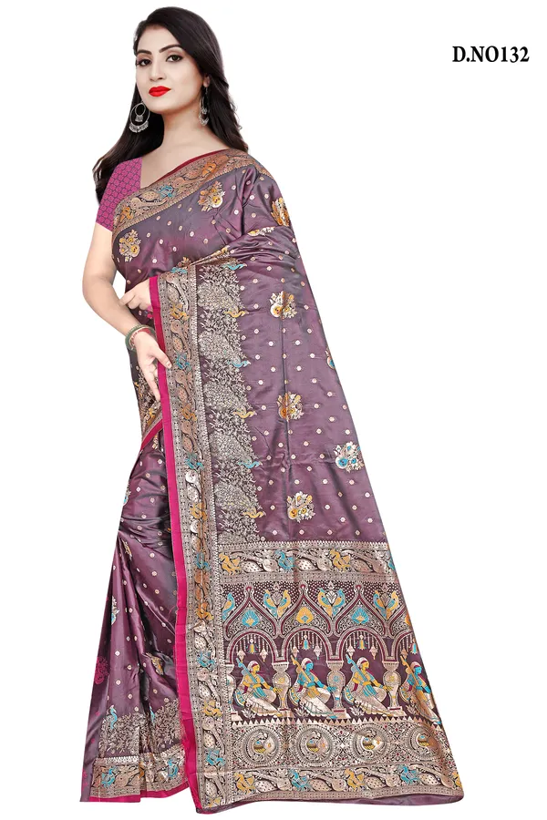 Wine_Gold_Zari_Woven_Banarasi_Saree_For_Women
