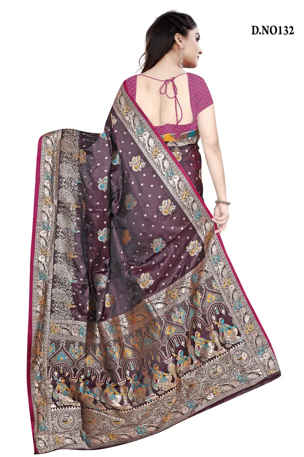 Wine_Gold_Zari_Woven_Banarasi_Saree_For_Women