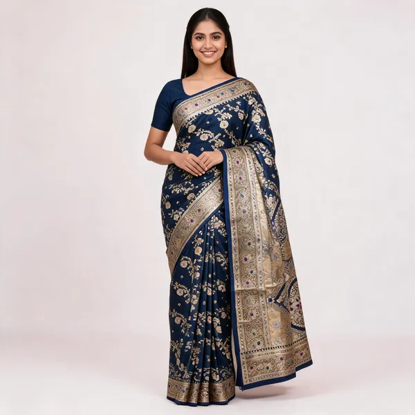 Navy_Blue_Zari_Woven_Banarasi_Saree_For_Women