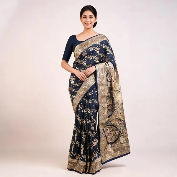 Navy_Blue_Zari_Woven_Banarasi_Saree_For_Women
