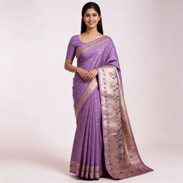 Purple_Zari_Woven_Peacock_Border_Banarasi_Saree_For_Women
