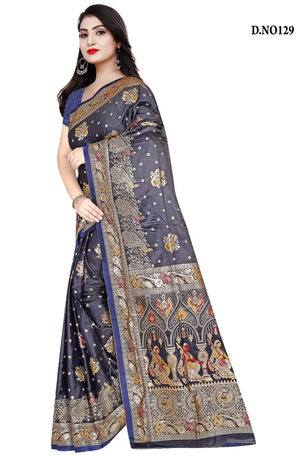 Navy_Blue_Zari_Woven_Banarasi_Saree_For_Women