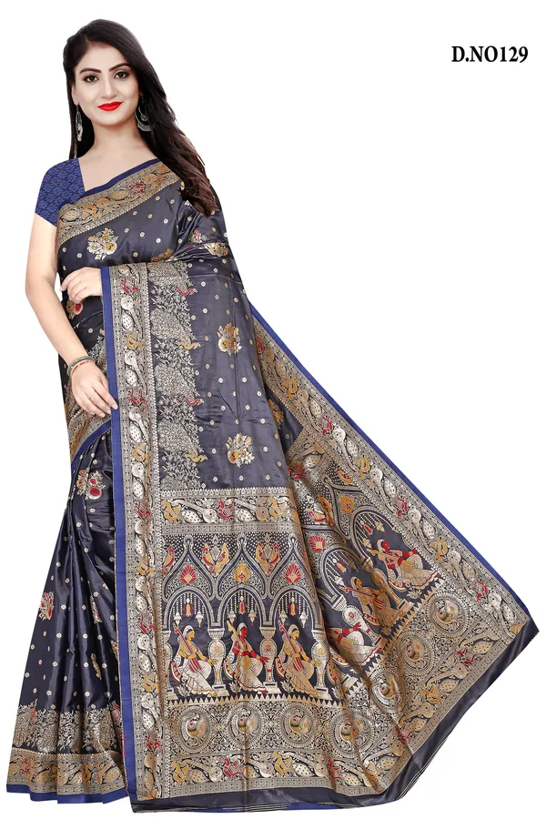 Navy_Blue_Zari_Woven_Banarasi_Saree_For_Women
