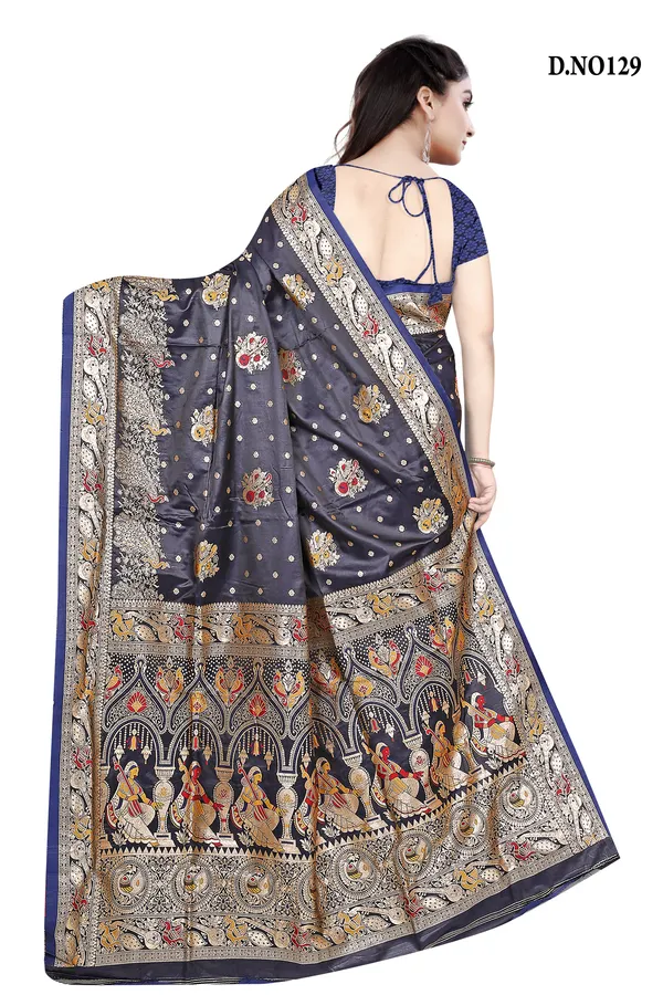 Navy_Blue_Zari_Woven_Banarasi_Saree_For_Women