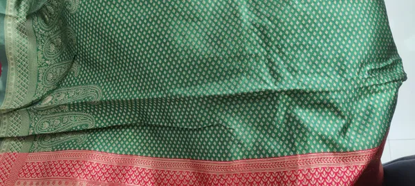 Green_Satin_Silk_Woven_Border_Banarasi_Saree_With_Blouse_For_Women