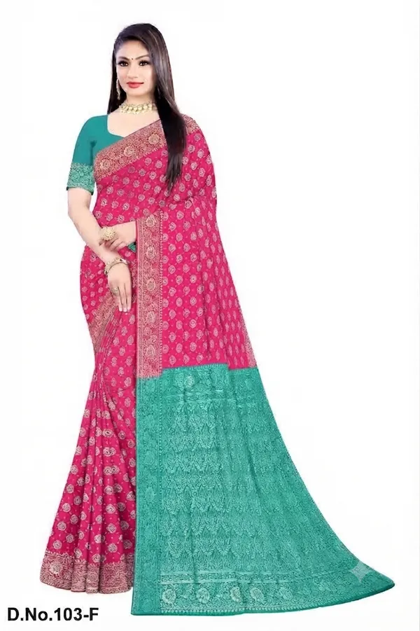 Turquoise_Silk_Zari_Work_Banarasi_Saree_With_running_Blouse_For_Women