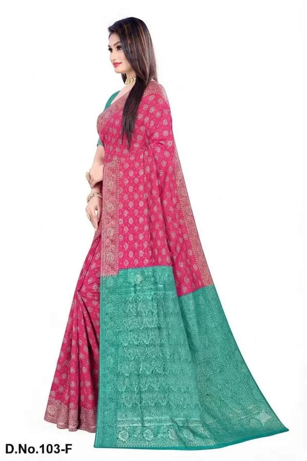 Turquoise_Silk_Zari_Work_Banarasi_Saree_With_running_Blouse_For_Women