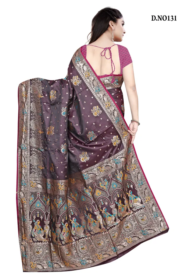 wine_Zari_Border_Banarasi_Saree_with_running_blouse_For_Women