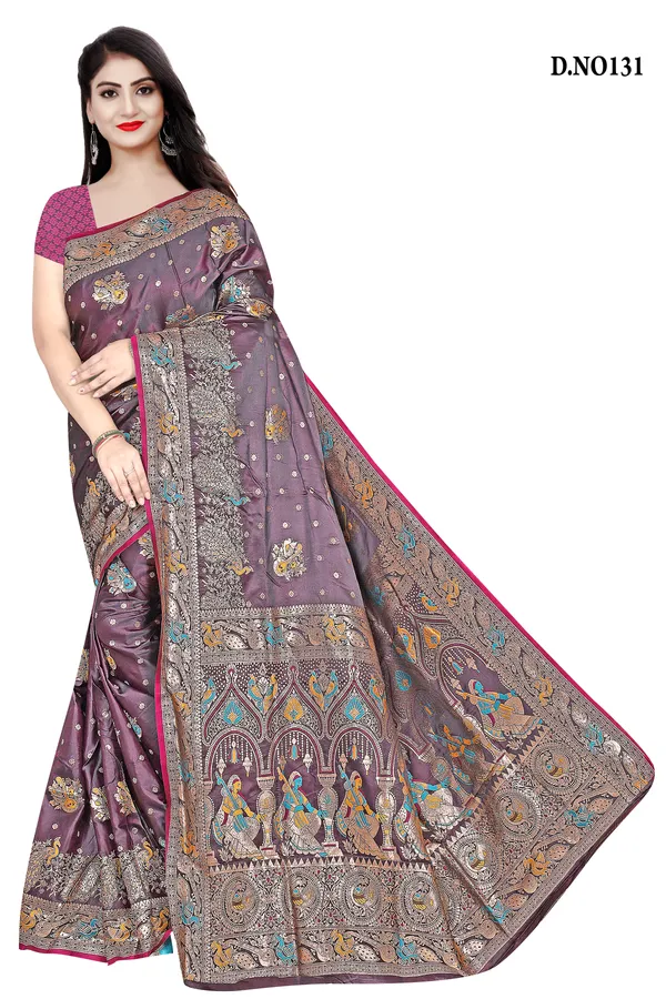 wine_Zari_Border_Banarasi_Saree_with_running_blouse_For_Women